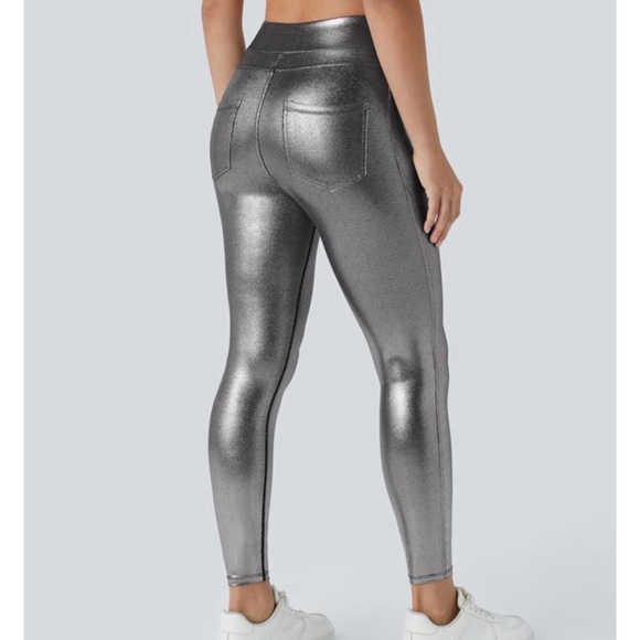 HALARA Metallic Silver Leggings - Picture 2 of 7